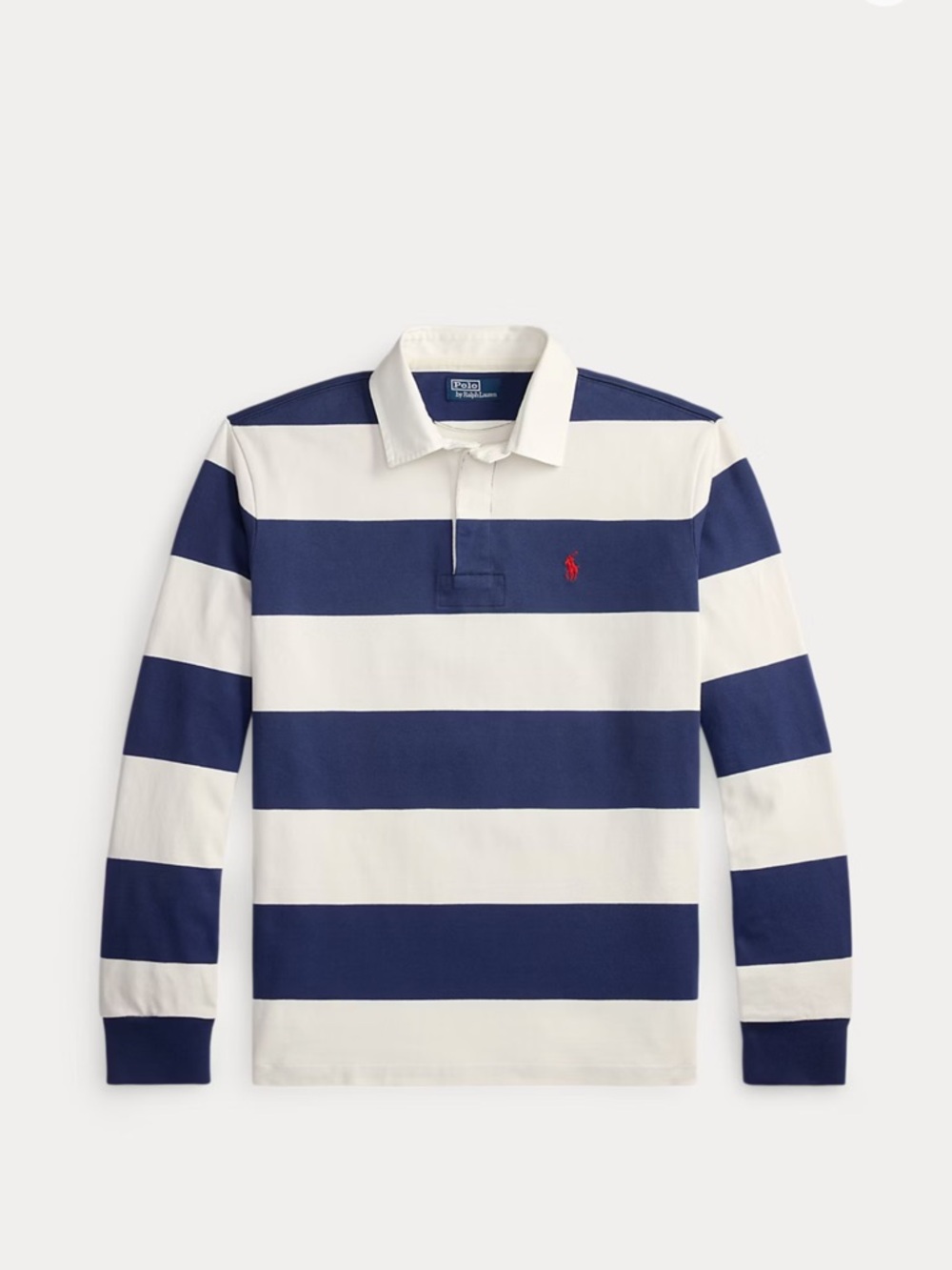 Ralph Lauren Blue and White Striped Rugby Polo